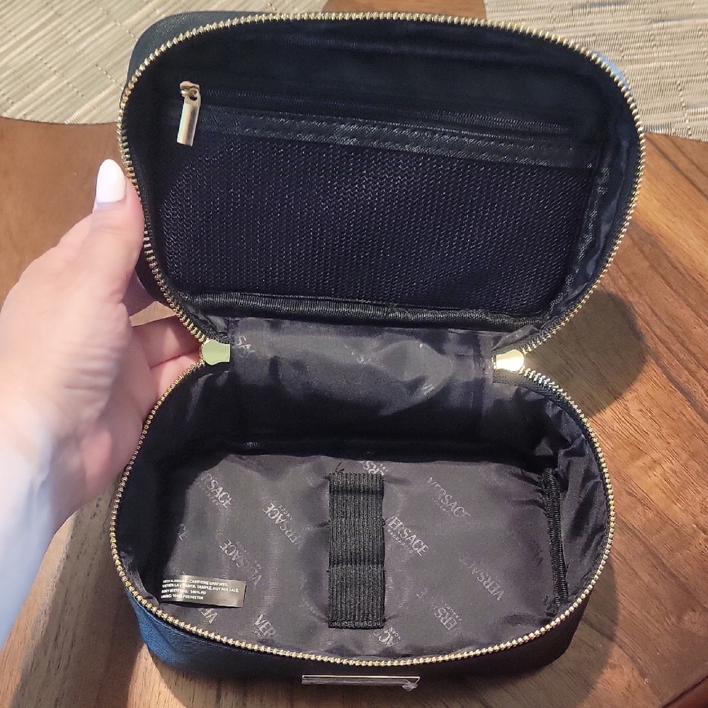 Versace Black Toiletry Bag with Gold Accents - Picture 3 of 4